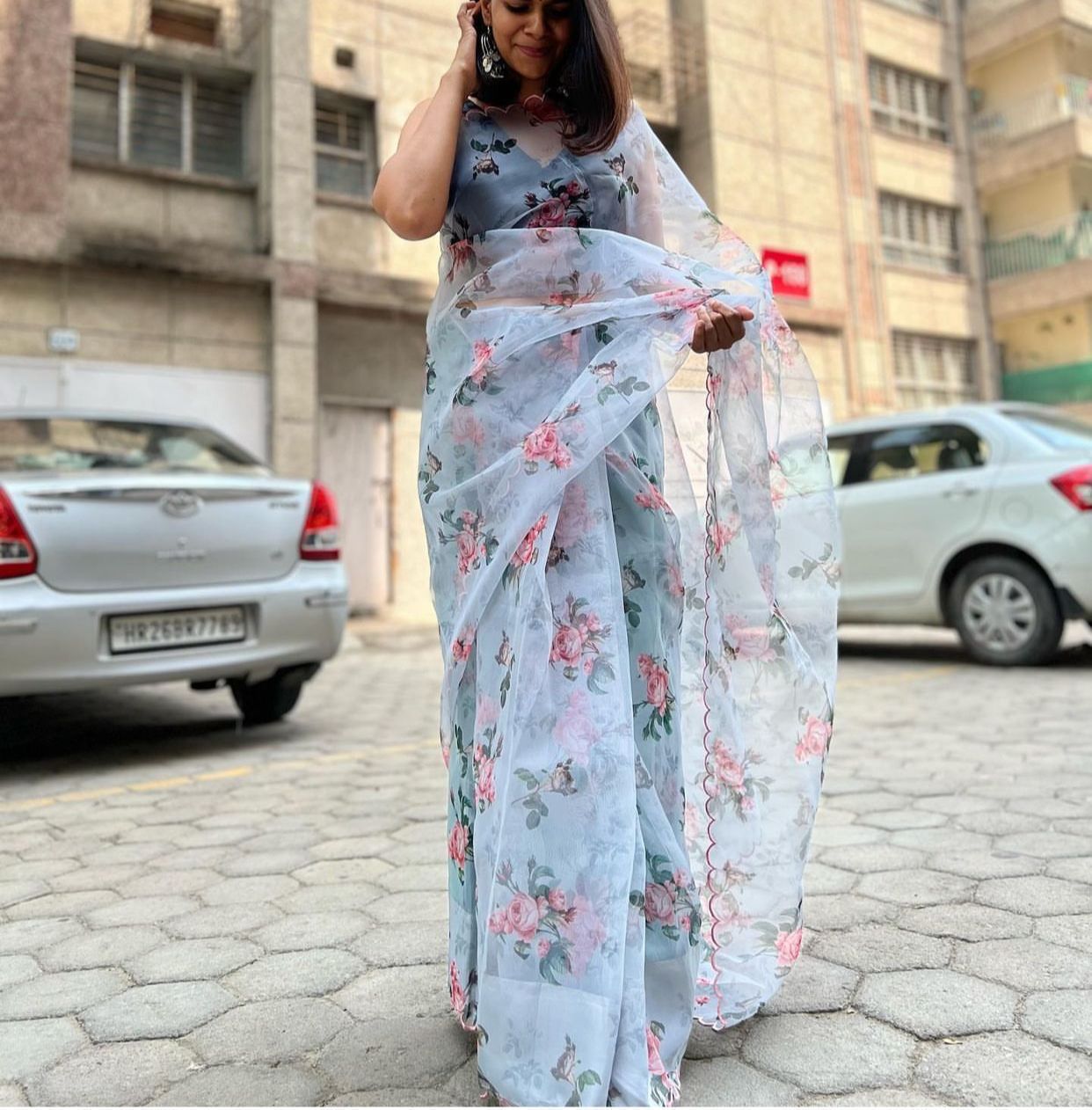 VK 4104 Organza Printed Sarees Wholesale Market In Surat With Price